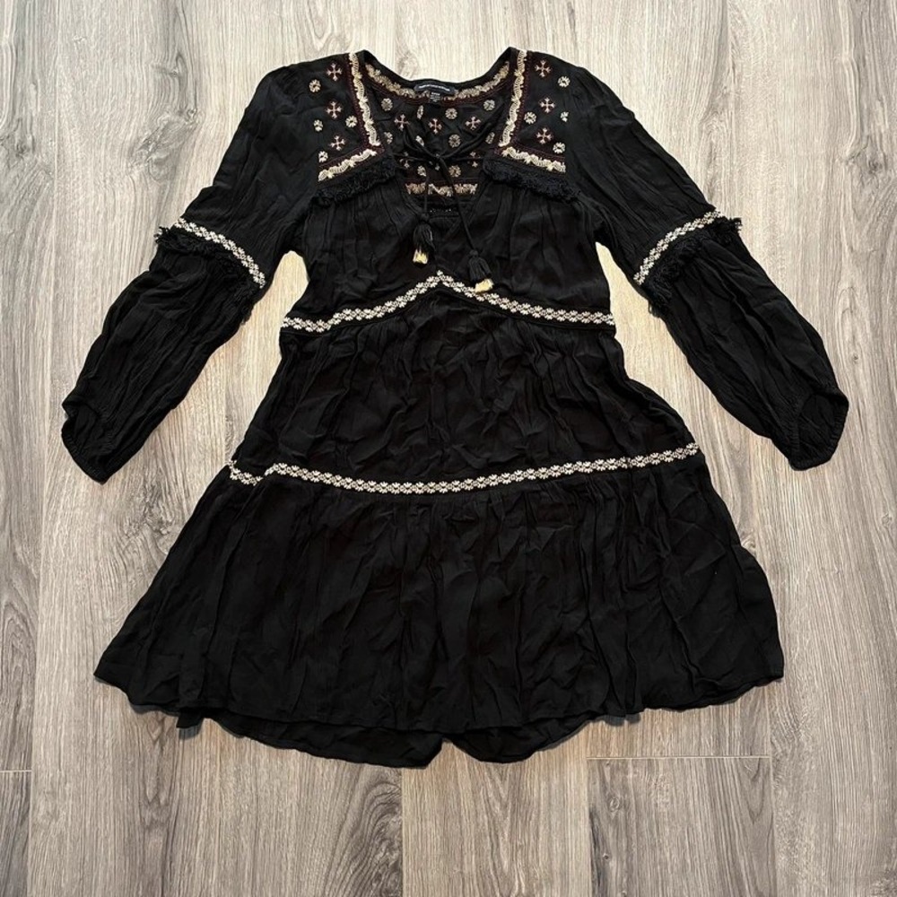 American Eagle Black Boho Mini Dress